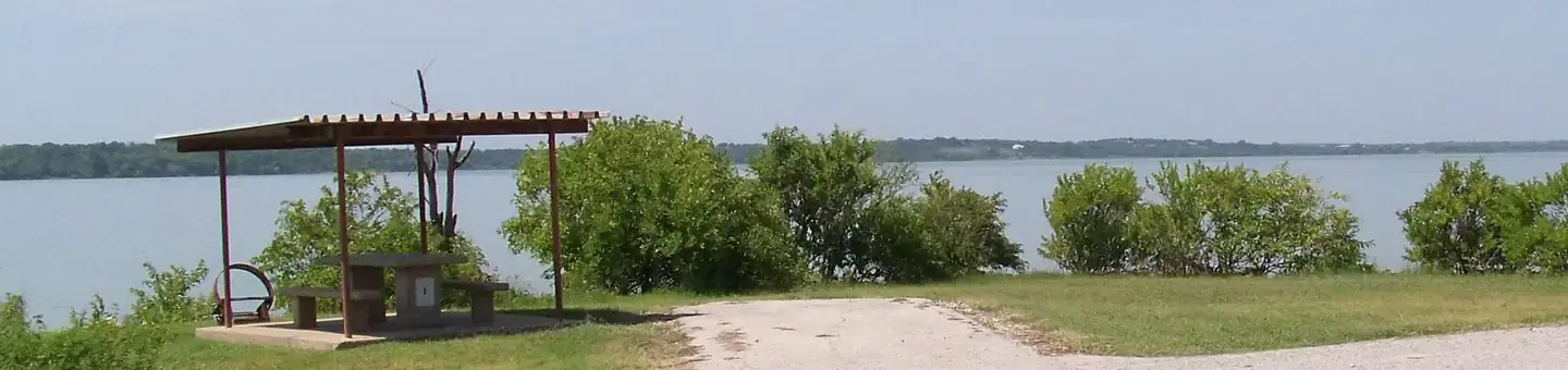 Campsite on the lake at Pecan Point