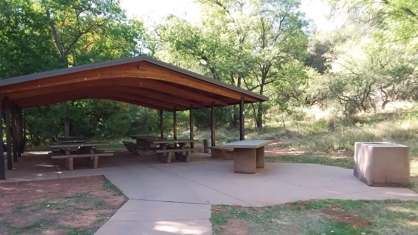 Covered picnic area.