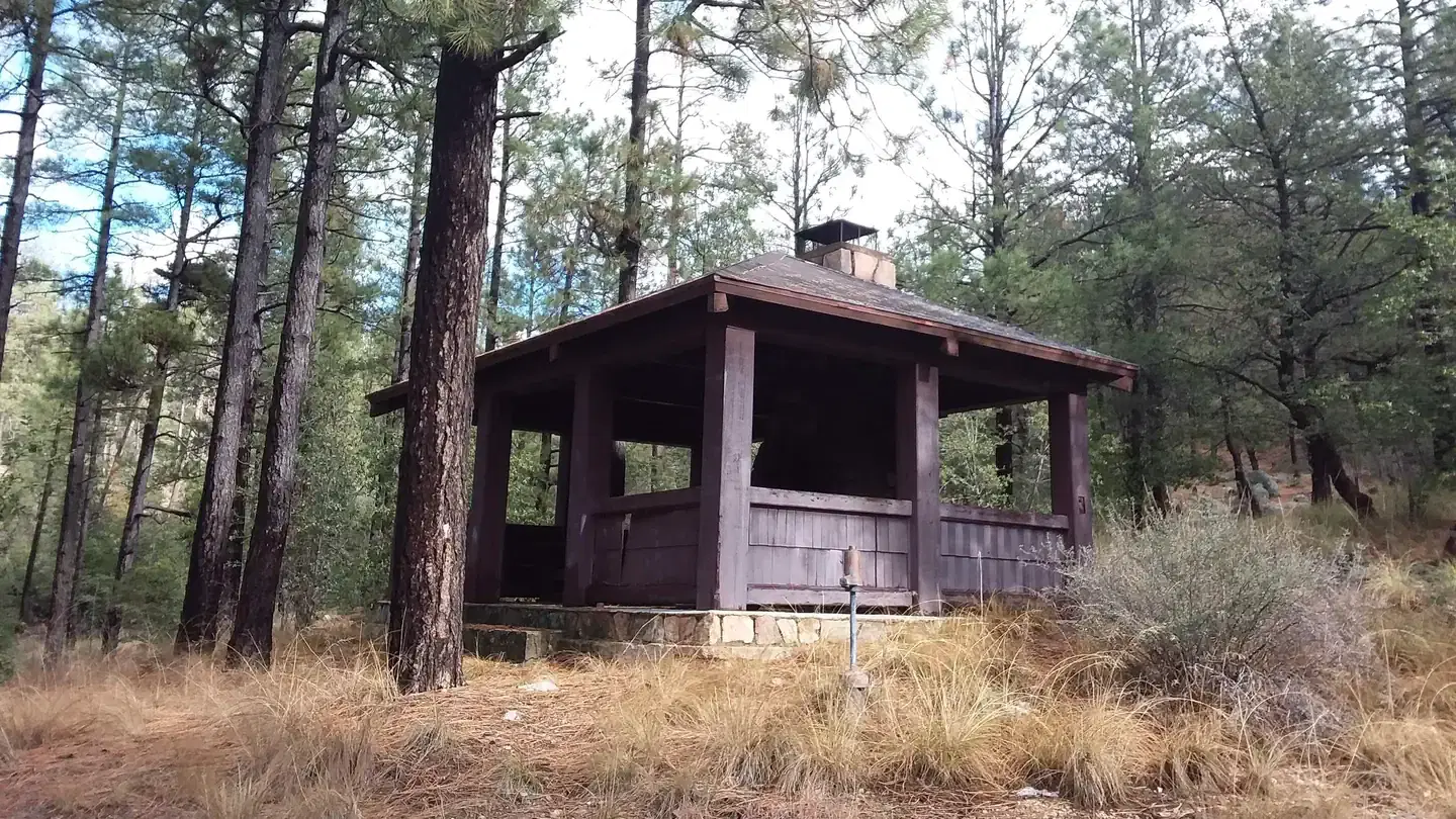 Turney Gulch Campground Ramada Shelter and Fireplace
