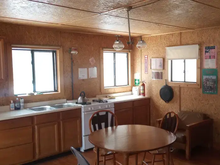 Carnero Guard Station has a functioning kitchen with propane powered stove and refrigerator